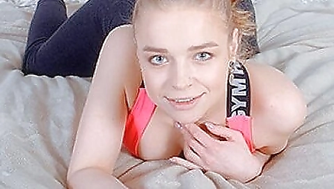 Sexy blonde girl with big black dildo