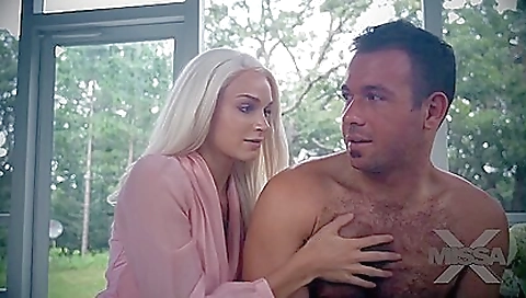 Blonde milf shows off and masturbates